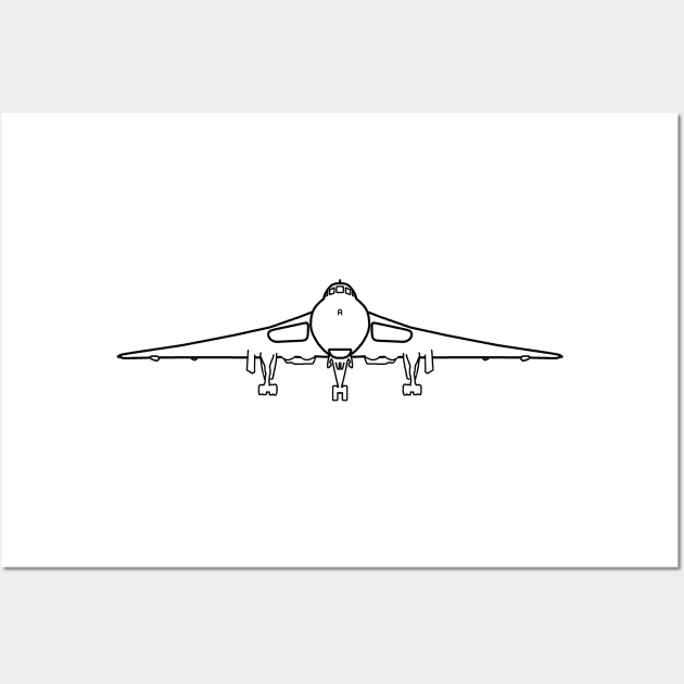 Avro Vulcan classic bomber aircraft wheels down outline graphic (black) Wall Art by soitwouldseem